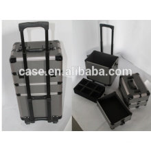 professional beauty aluminum cosmetic make up cases with trolley